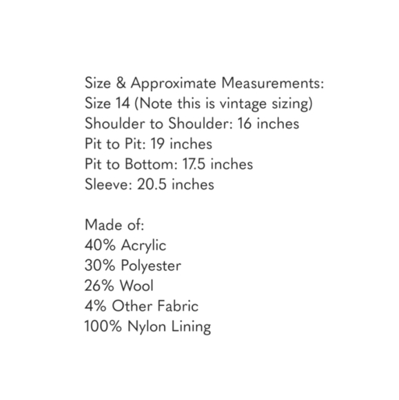 Picket & Post Vintage Houndstooth Blazer Coat Jacket Size 12 - Picture 9 of 9